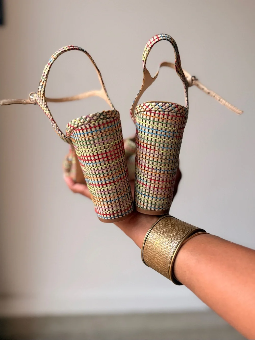 Marc Fisher Multicolor Woven Platform Sandals